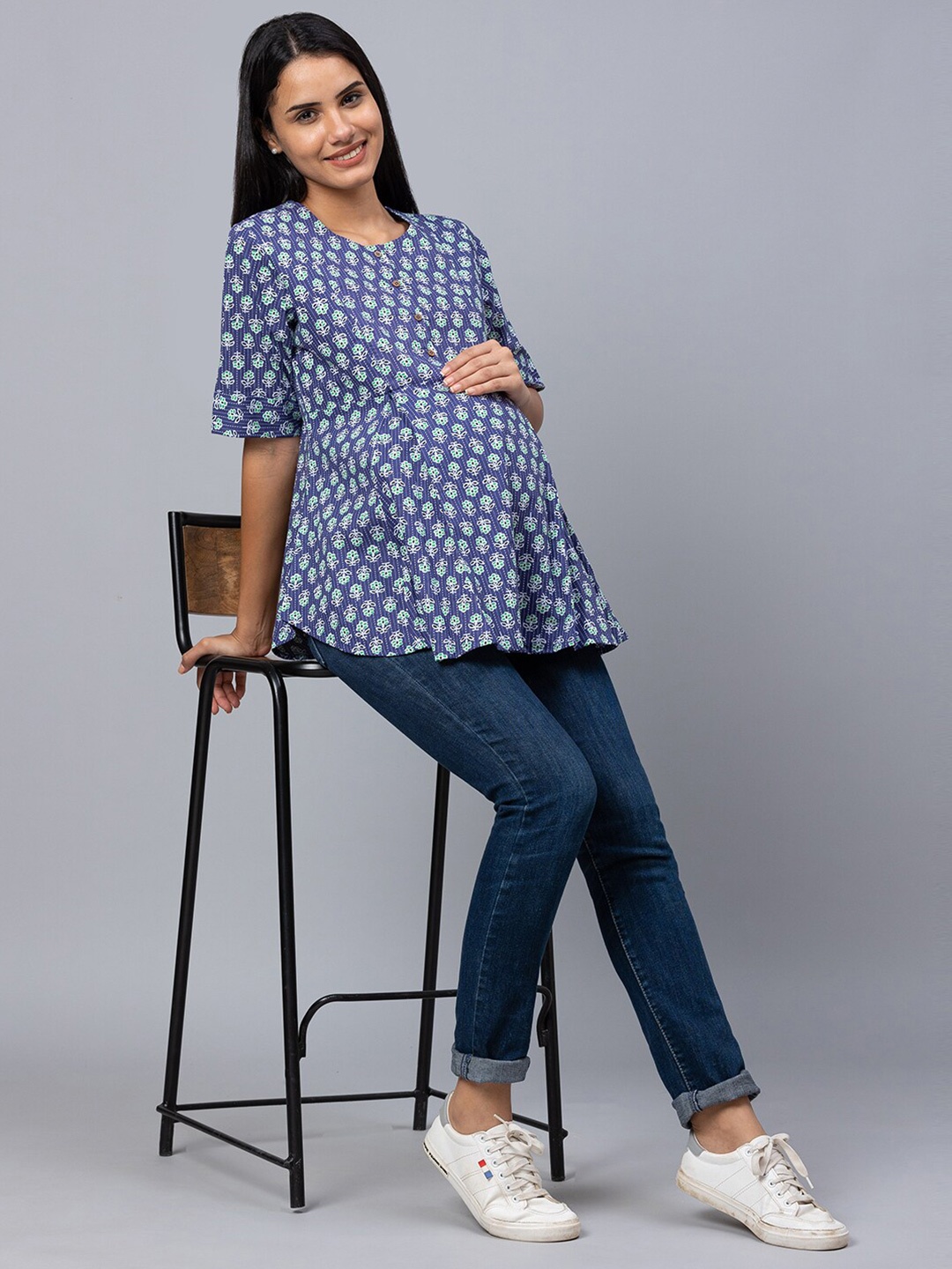 

AV2 Cotton Print Top, Blue