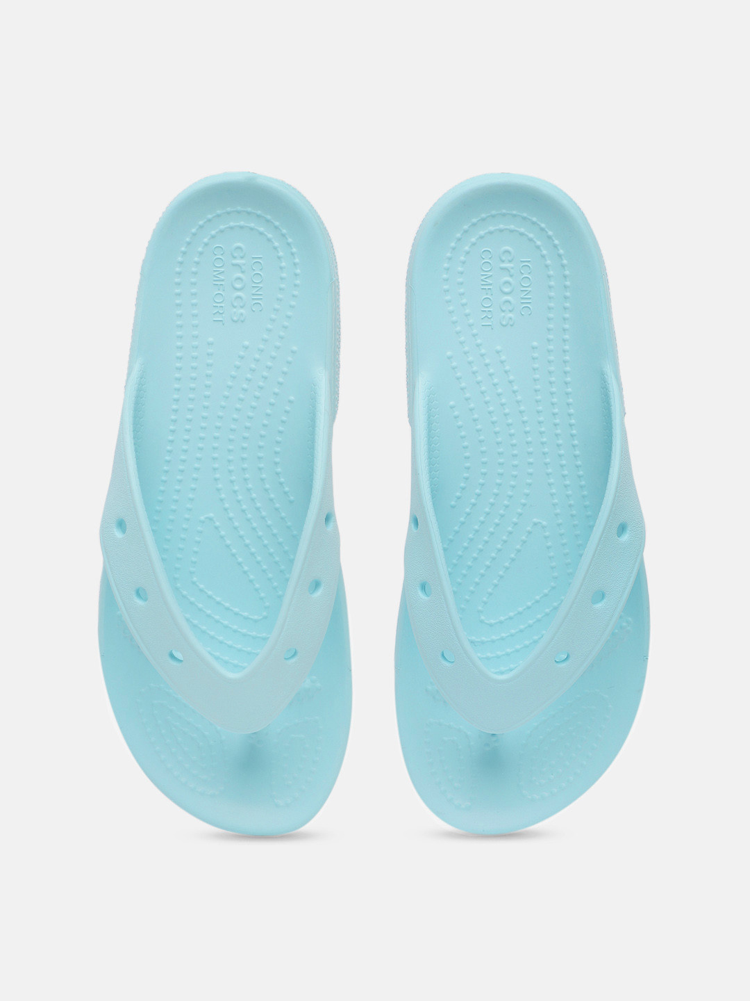 

Crocs Unisex Solid Croslite Thong Flip-Flops With Perforations Detail, Blue
