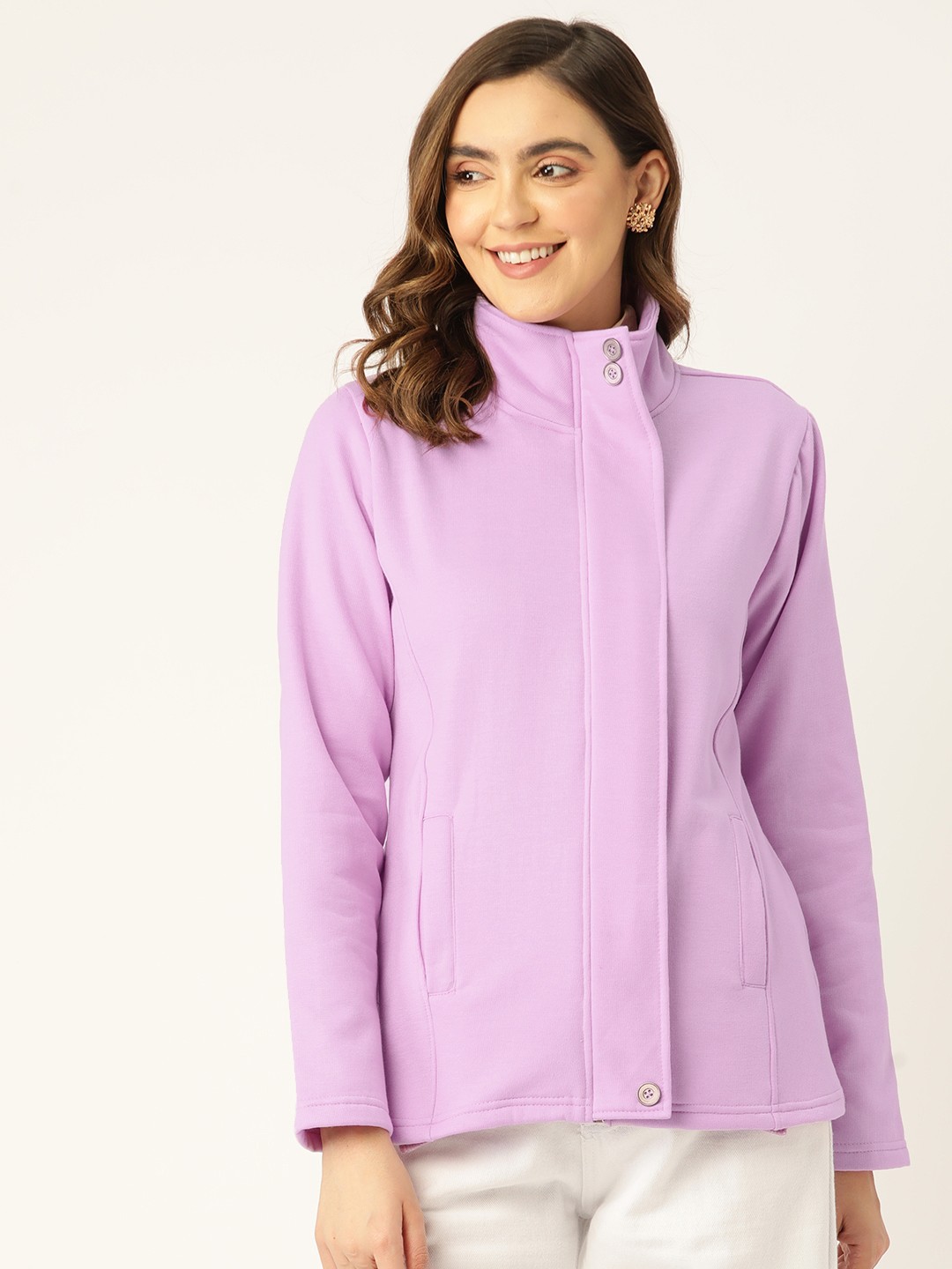 

BRINNS Women Solid Fleece Sweatshirt, Lavender