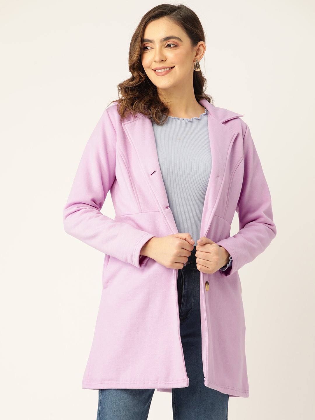 

BRINNS Women Single Breasted Fleece Overcoat, Lavender