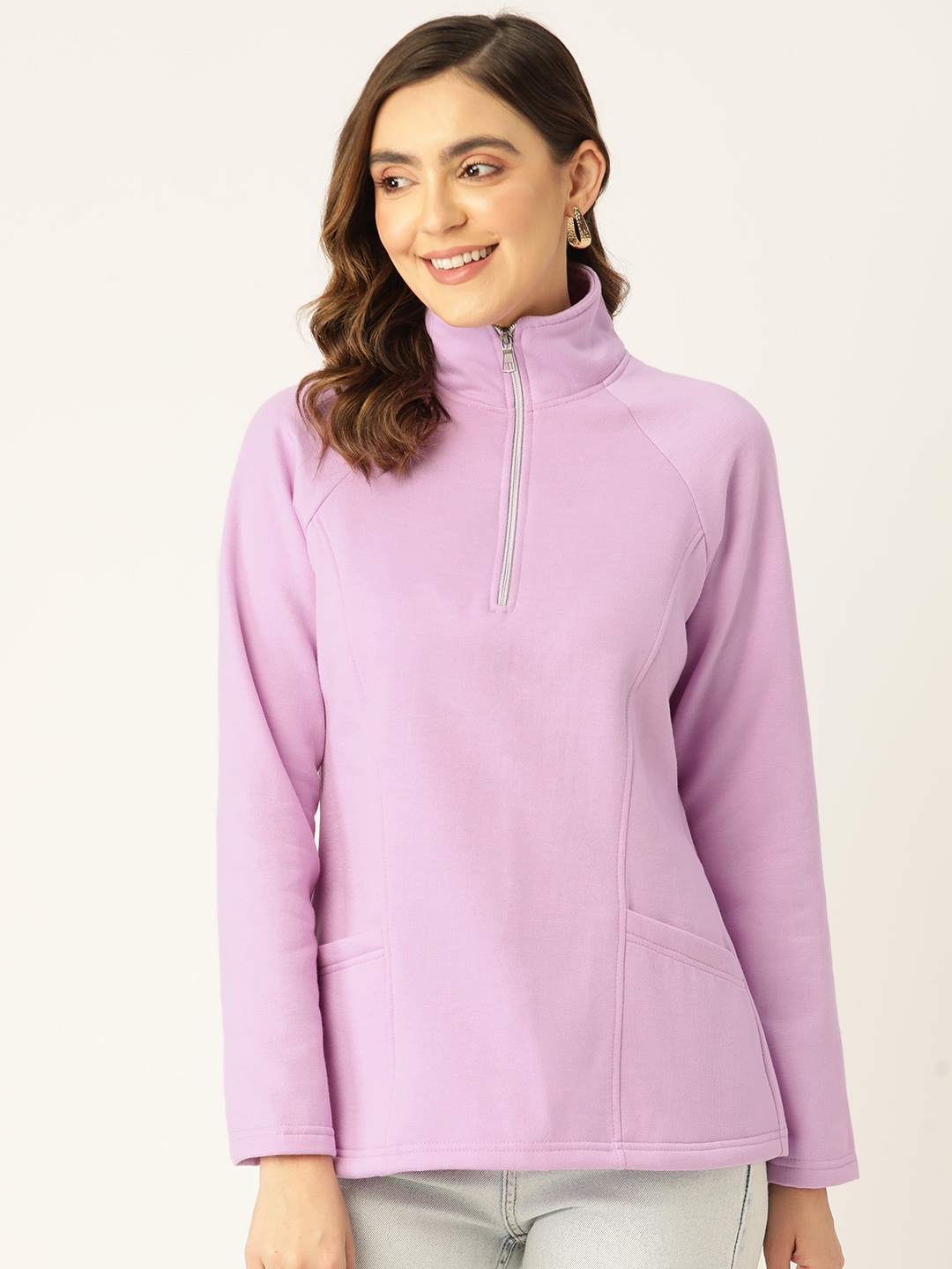 

BRINNS Women Fleece High Neck Sweatshirt, Lavender