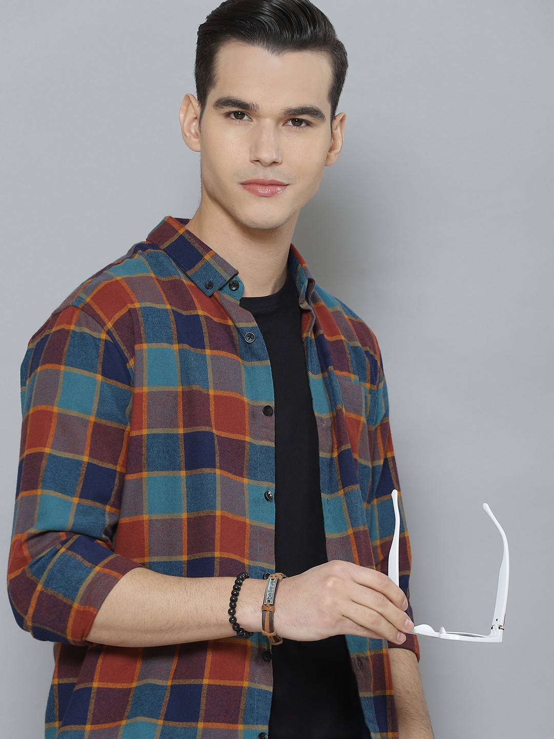 

DENNISON Men Smart Tartan Checked Casual Shirt, Teal