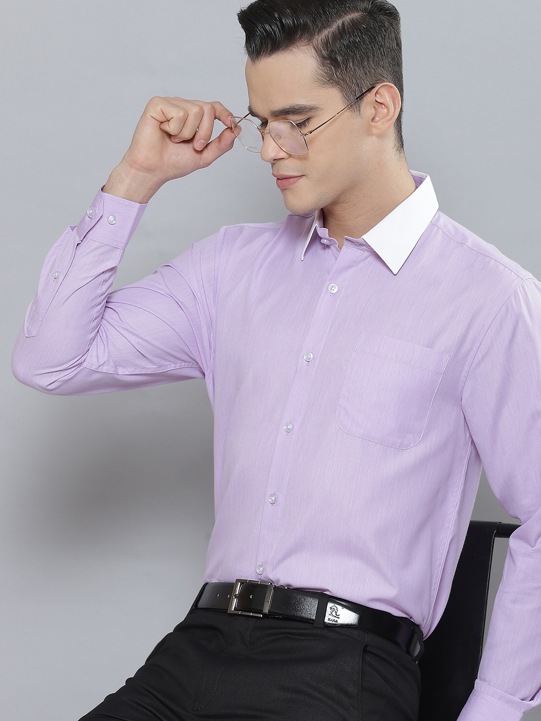 

DENNISON Men Smart Slim Fit Formal Shirt, Purple