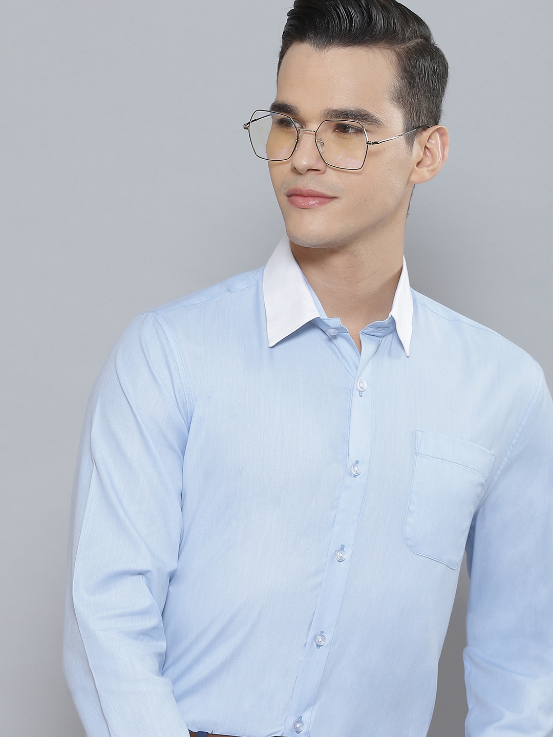 

DENNISON Men Smart Slim Fit Formal Shirt, Turquoise blue