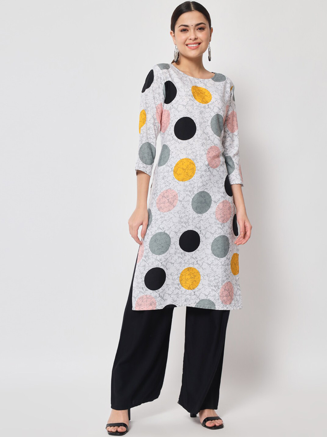 

Fbella Geometric Printed Kurta, White