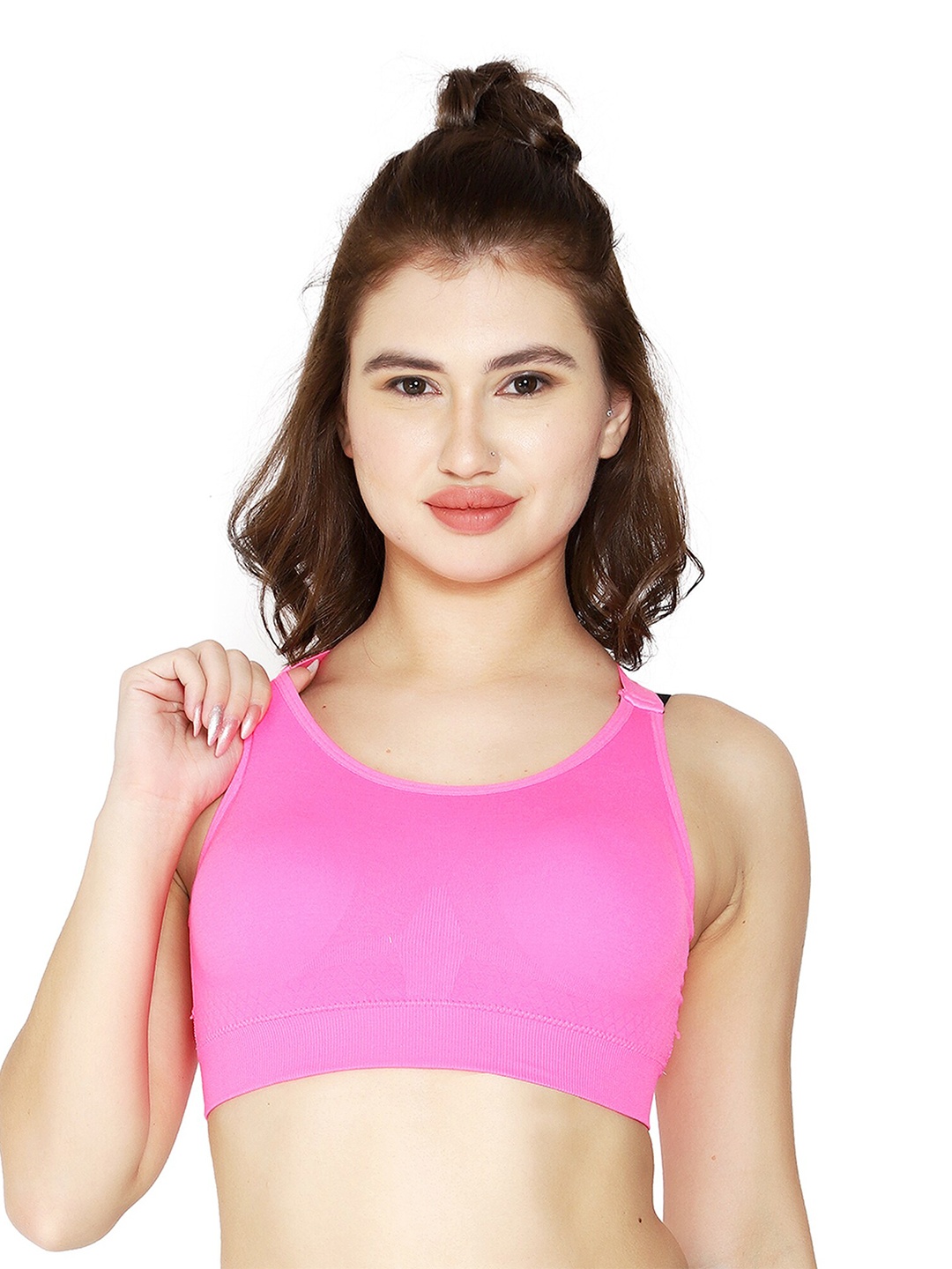 

BRACHY Lightly Padded Non-Wired All Day Comfort Seamless Workout Bra BCA_SPORTS1583A4, Pink