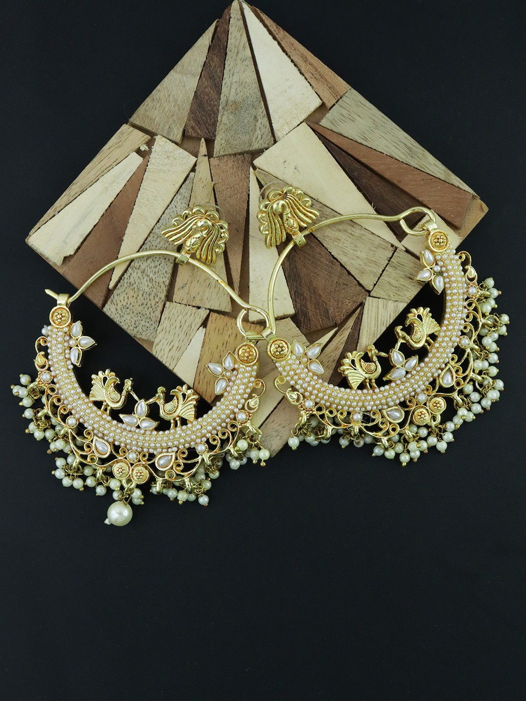 

Krelin Gold-Plated Circular Chandbalis Earrings