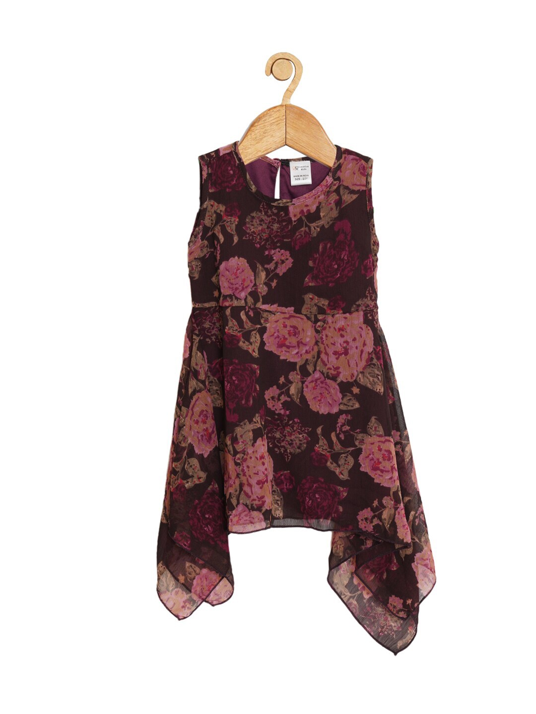 

Creative Kids Maroon Floral A-Line Dress