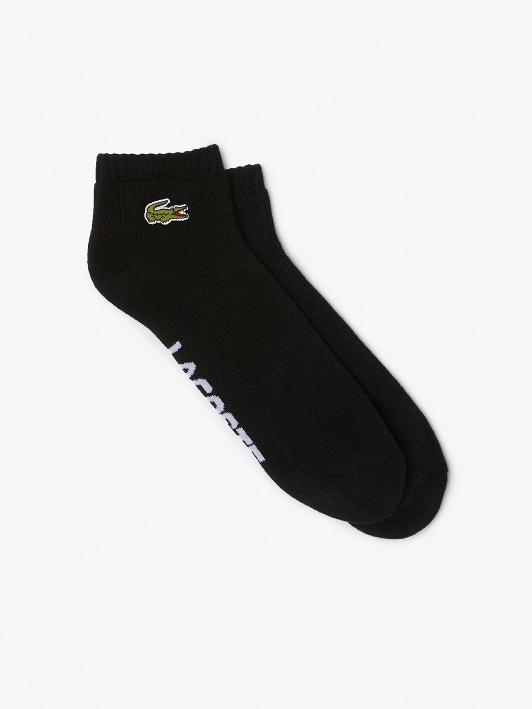 

Lacoste Men Crocodile Embroidered Ankle Length Socks, Black