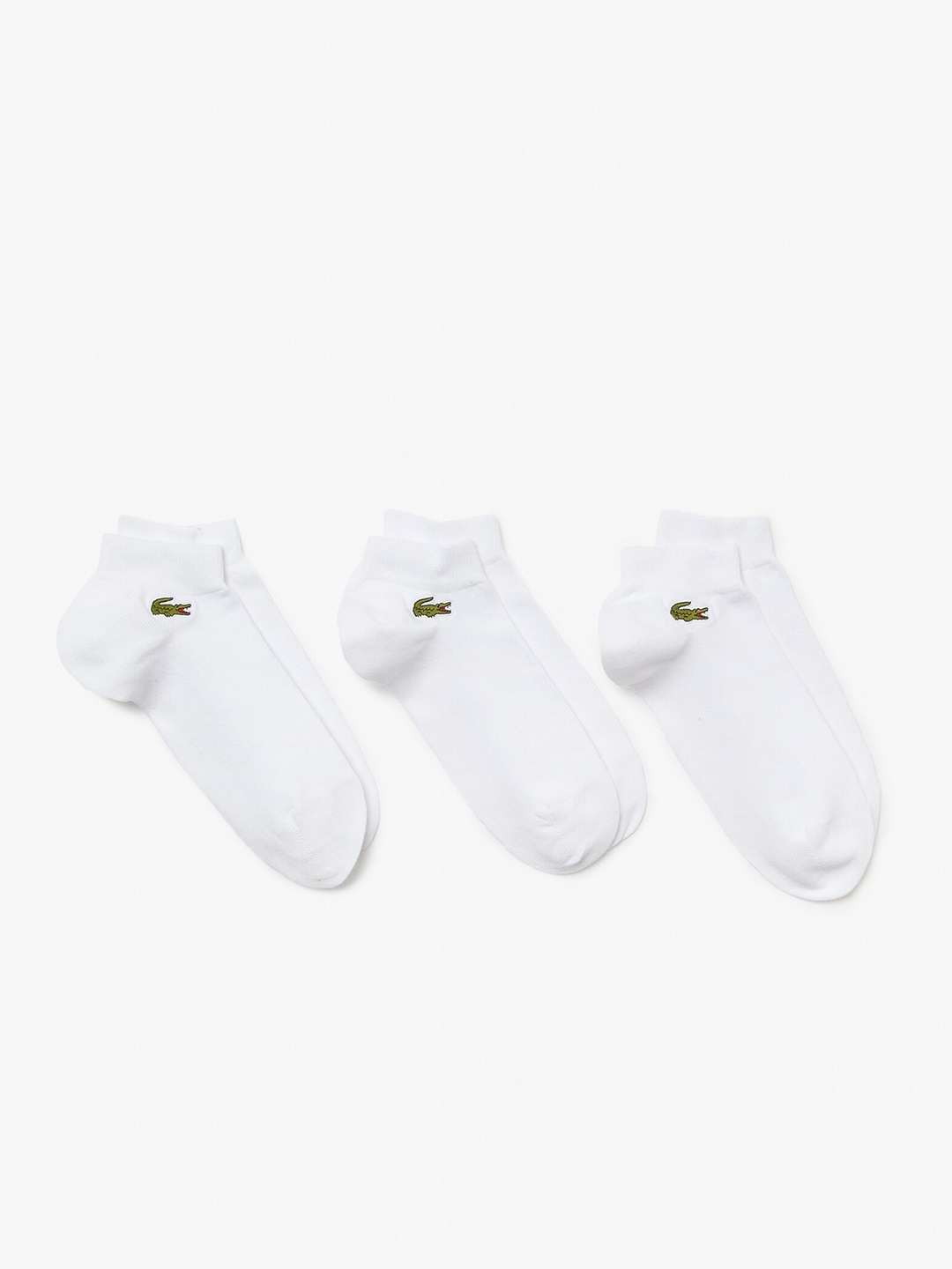 

Lacoste Men Pack Of 3 Crocodile Embroidered Ankle Length Socks, White