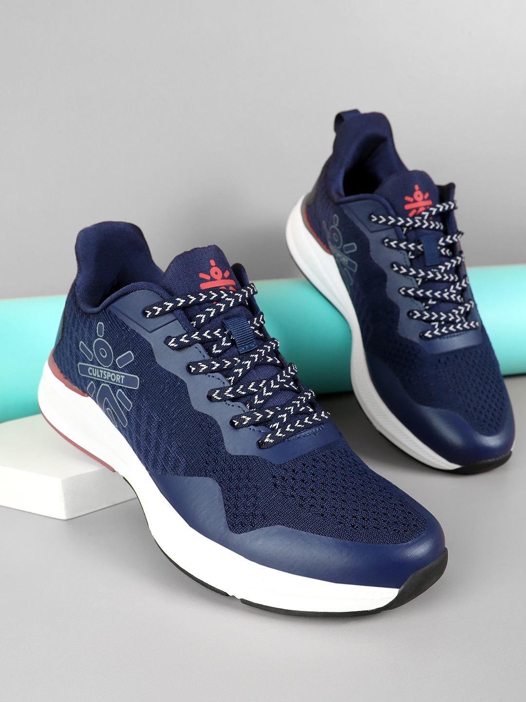 

CULT Women Hustle Flyknit Textile Running Shoes, Navy blue