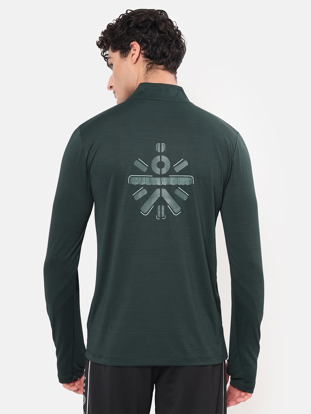 

Cultsport Men Printed High Neck Moisture Wicking T-shirt, Green