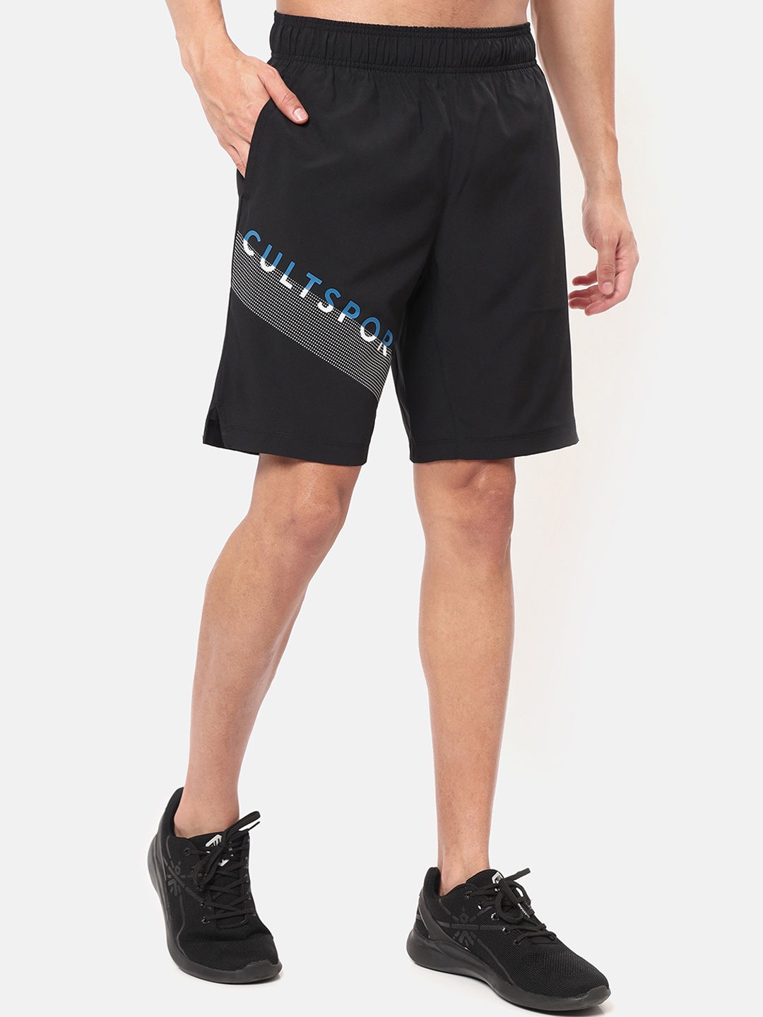

Cultsport Men Typography Printed Training or Gym Performance Shorts, Black
