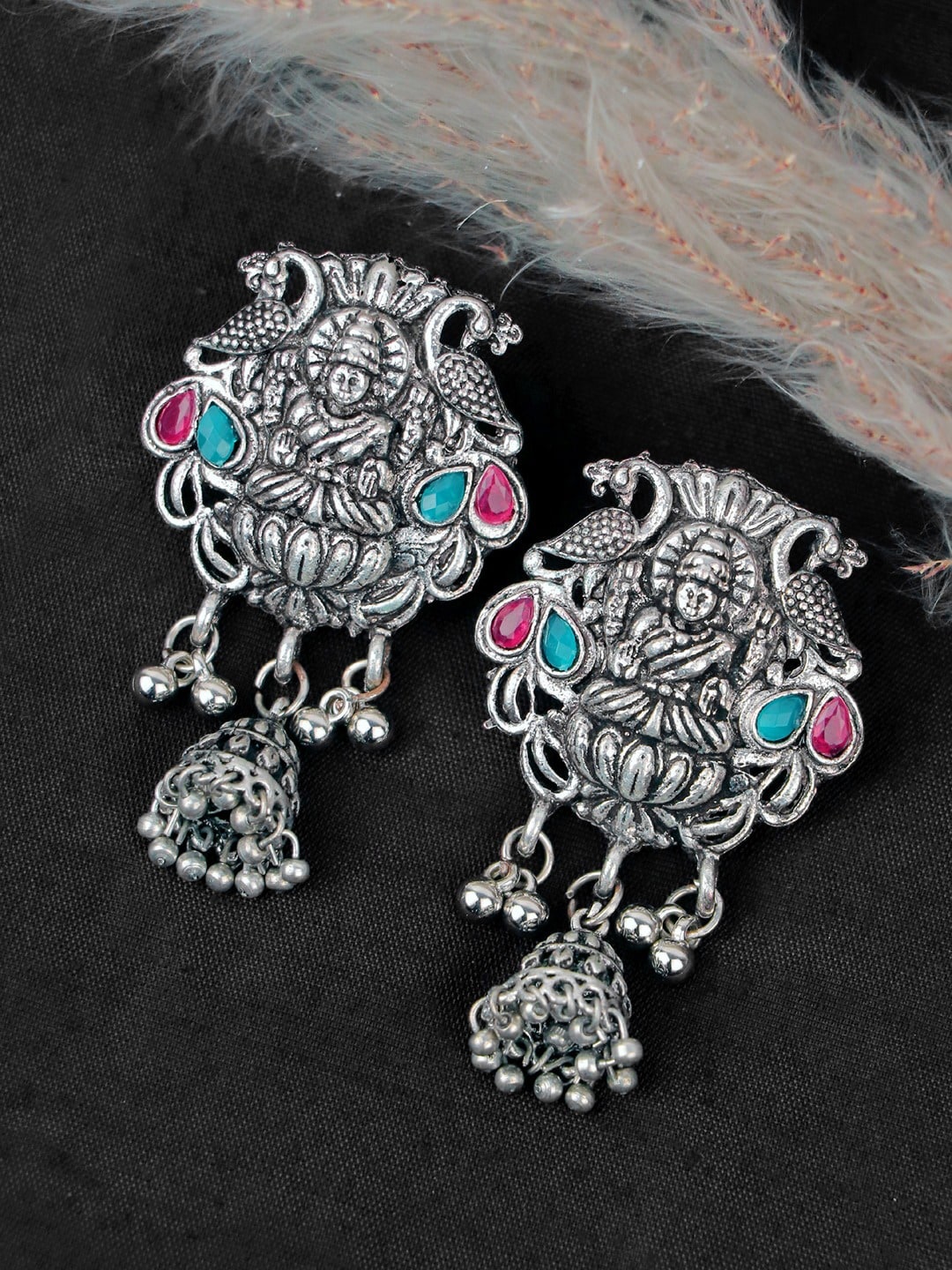 

Crunchy Fashion Classic Jhumkas Earrings, Silver