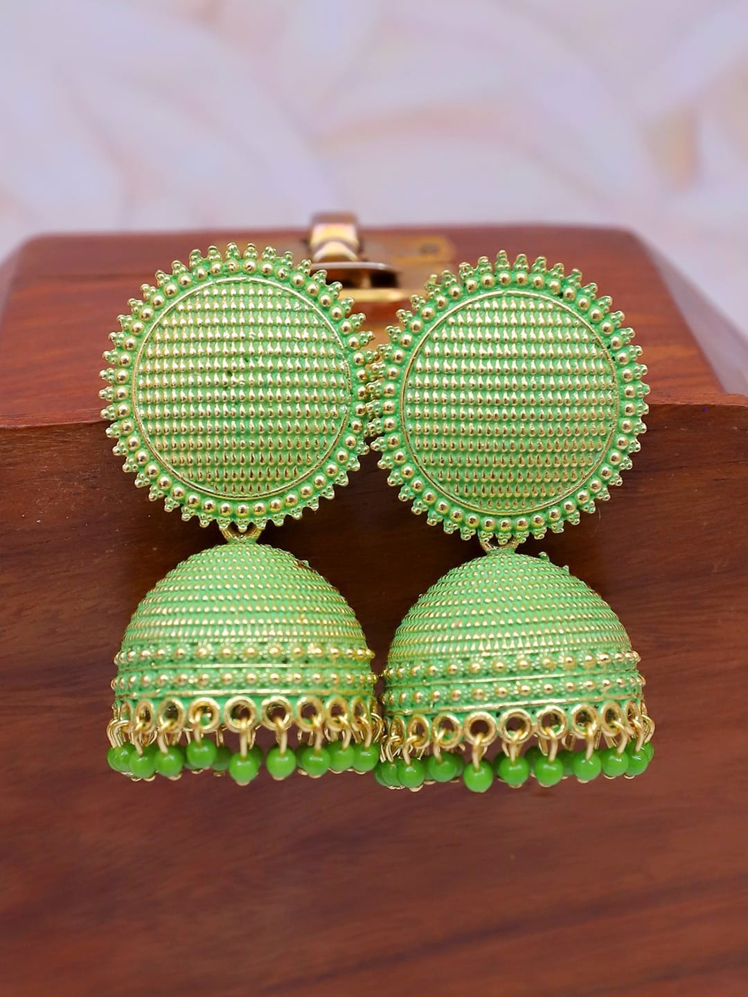 

Crunchy Fashion Classic Jhumkas Earrings, Gold