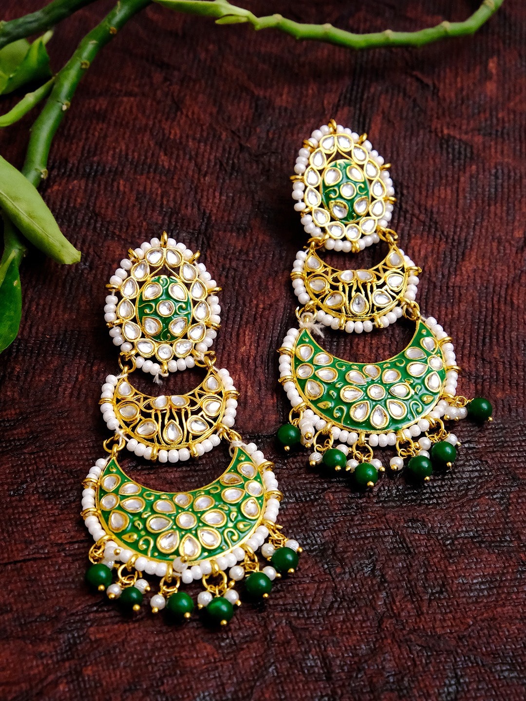 

Crunchy Fashion Classic Chandbalis Earrings, Gold