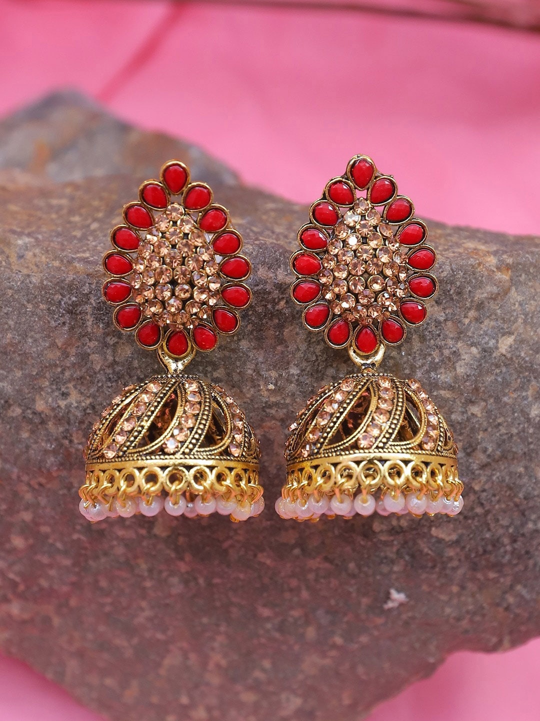

Crunchy Fashion Classic Jhumkas Earrings, Gold