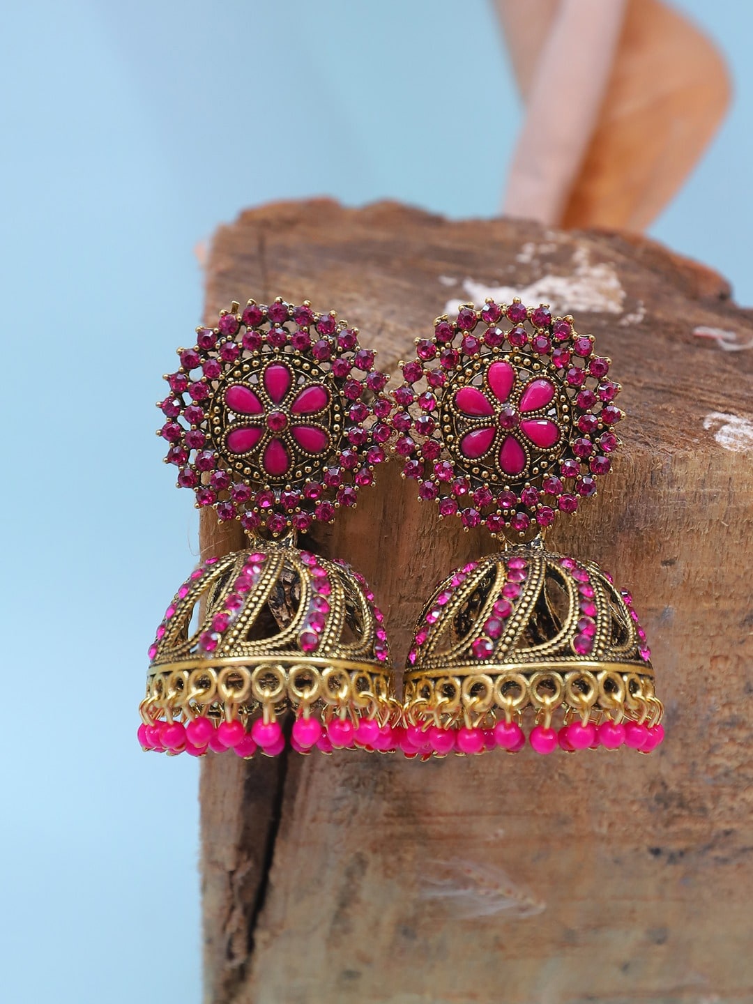 

Crunchy Fashion Classic Jhumkas Earrings, Gold