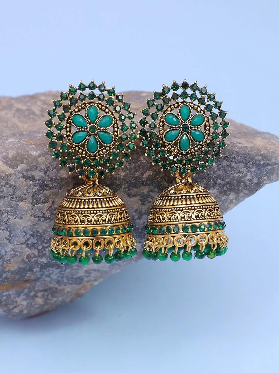 

Crunchy Fashion Classic Jhumkas Earrings, Gold