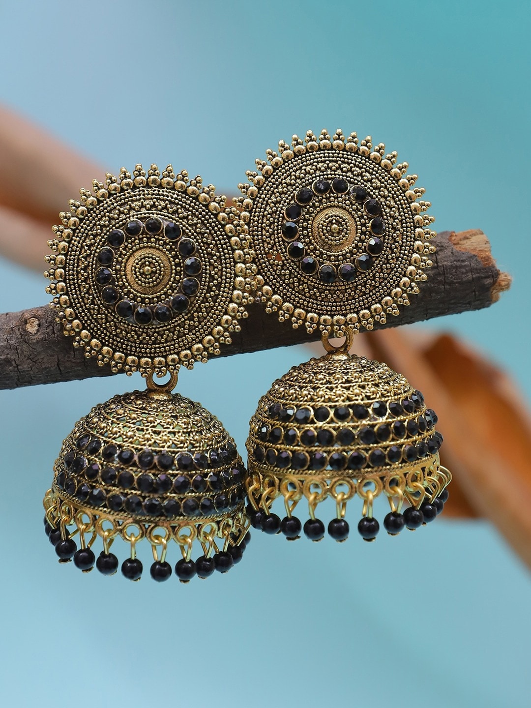 

Crunchy Fashion Classic Jhumkas Earrings, Gold