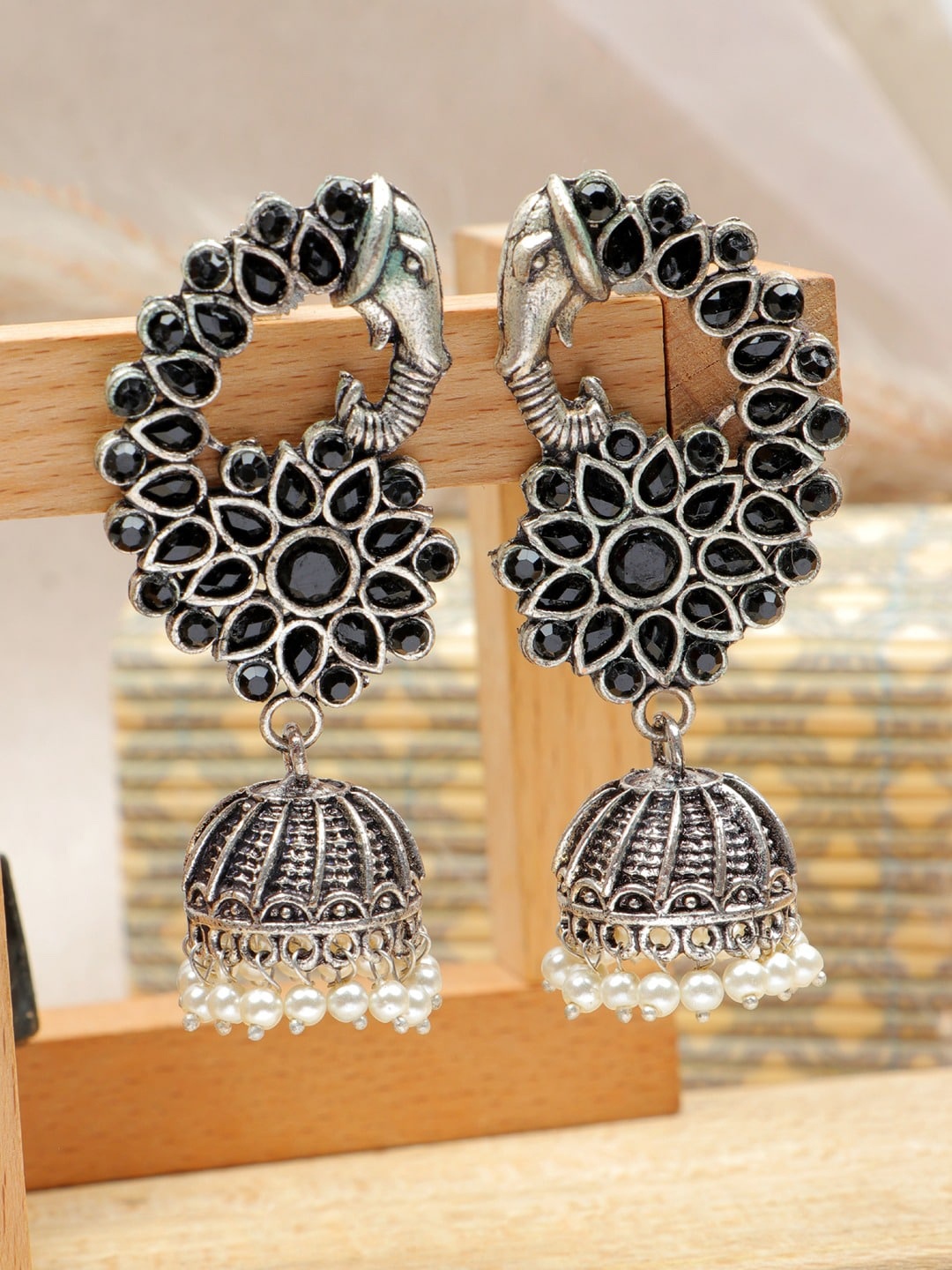 

Crunchy Fashion Silver Plated Animal Shaped Jhumkas Earrings