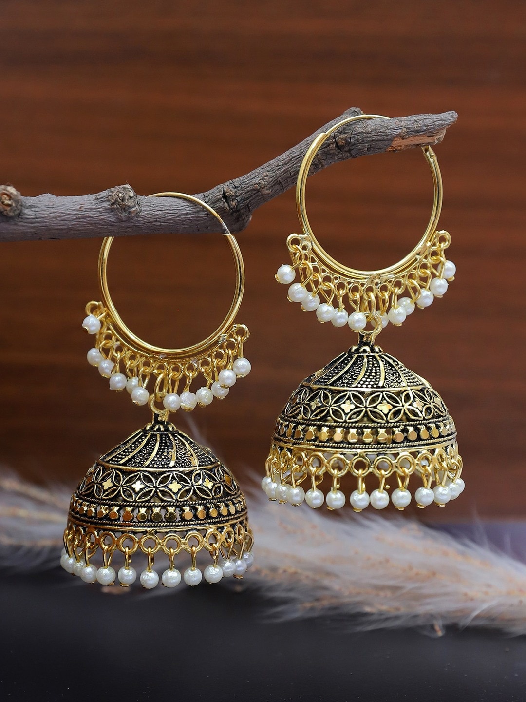 

Crunchy Fashion Gold-Plated Classic Jhumkas Earrings