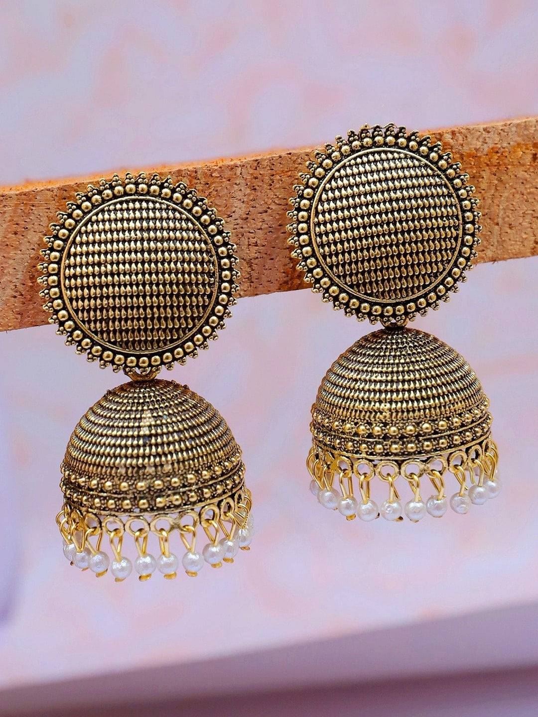 

Crunchy Fashion Gold-Plated Classic Jhumkas Earrings