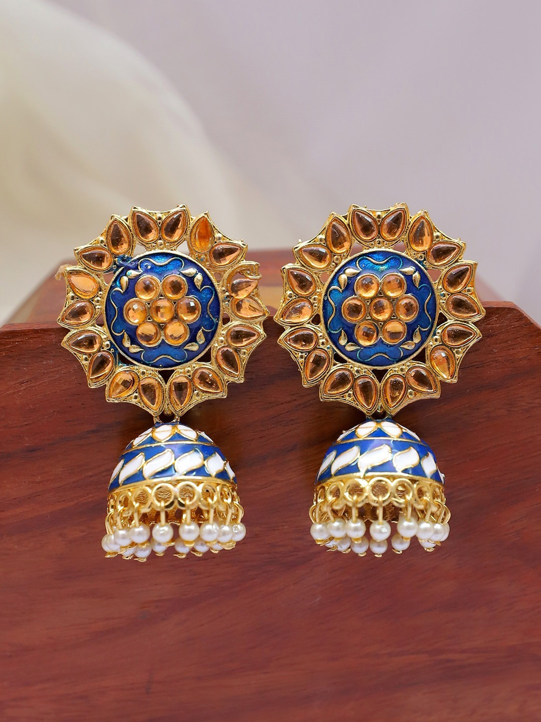 

Crunchy Fashion Classic Jhumkas Earrings, Blue