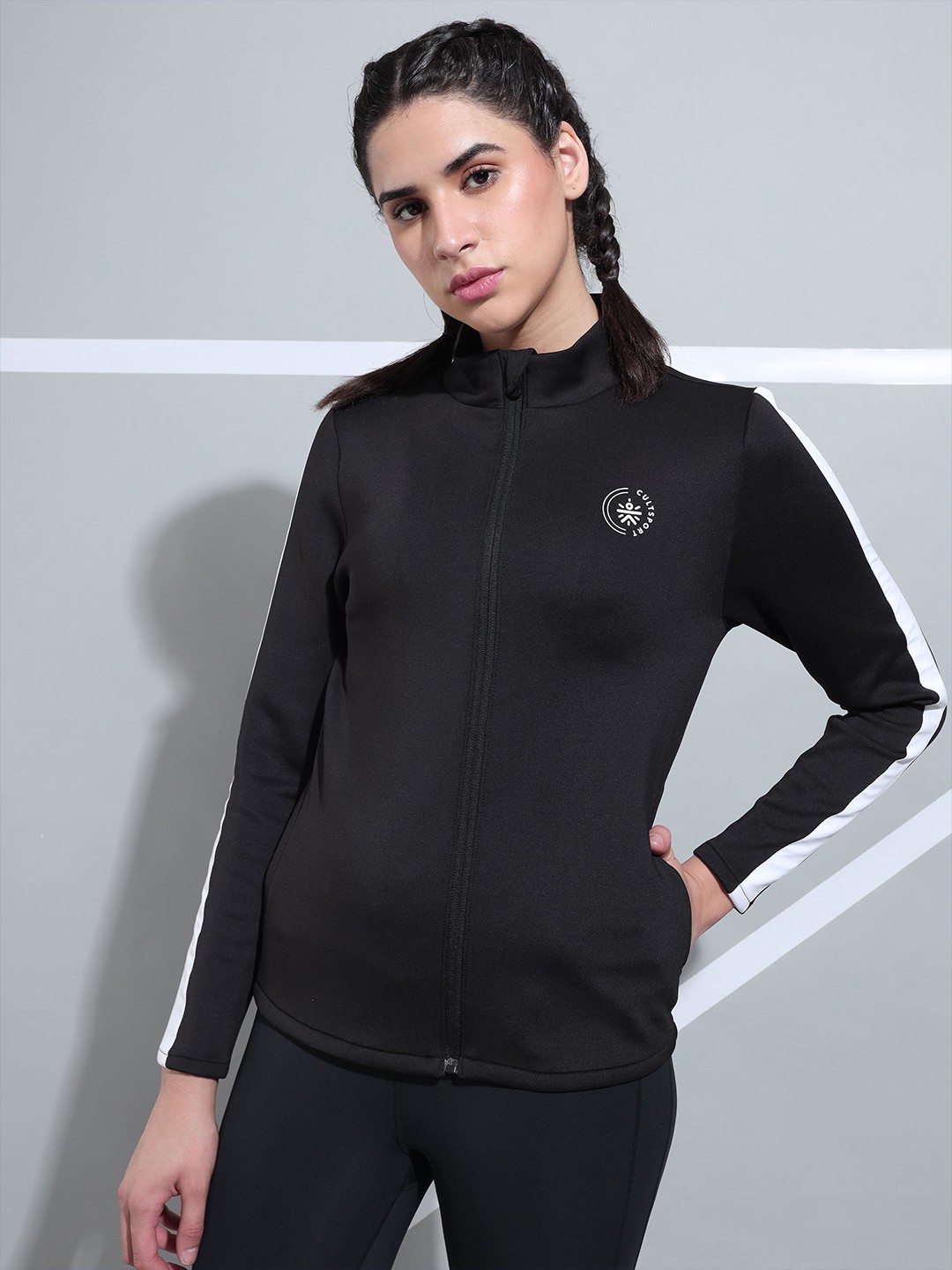 

CULT Colourblock High Neck Jacket, Black