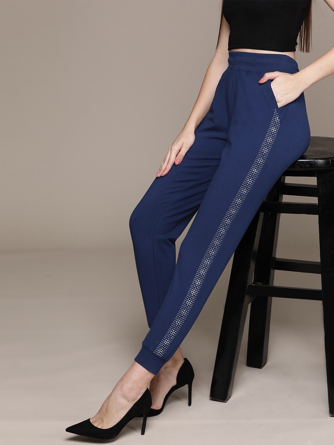 

bebe Women All Day Studded Detail Joggers, Navy blue