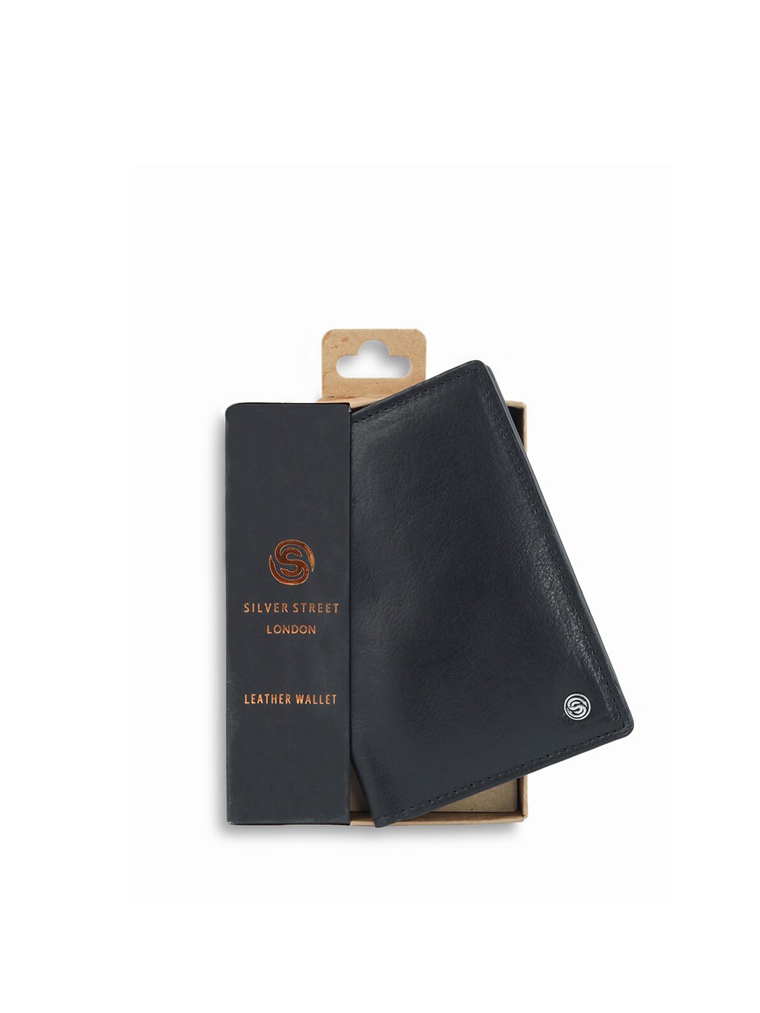 

SILVER STREET LONDON Men Leather Passport Holder, Black