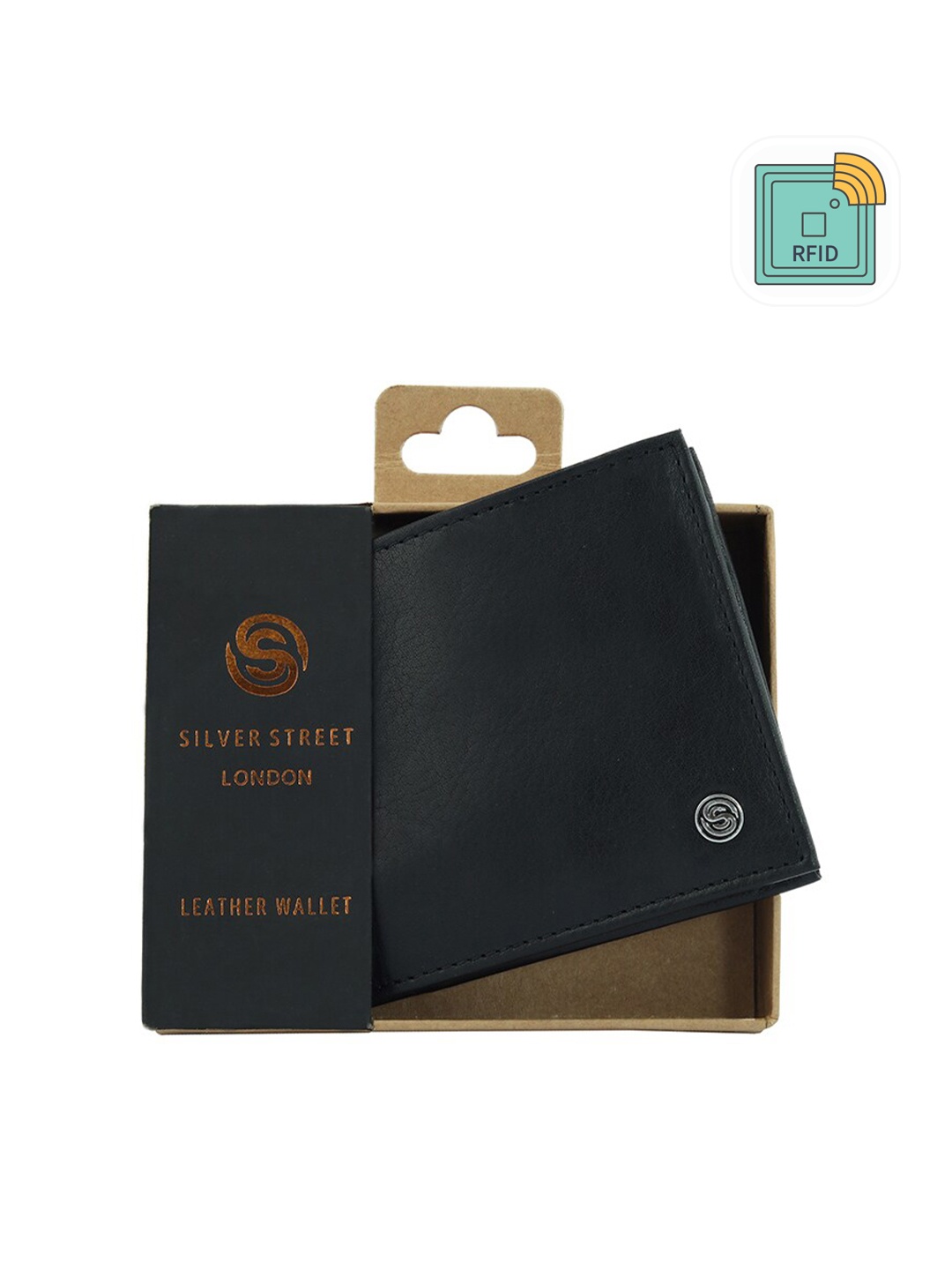 

SILVER STREET LONDON Men Leather Two Fold Wallet, Black