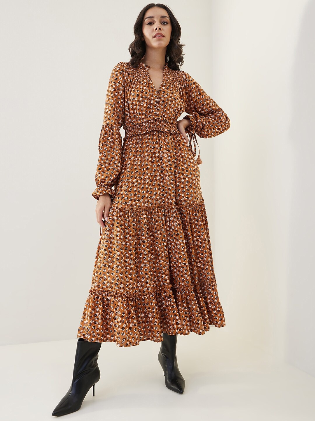 

Femella Floral Midi Dress, Brown