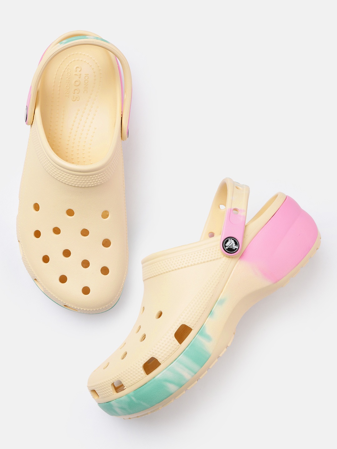 

Crocs Women Solid Croslite Clogs With Cut-Out Detail, Cream