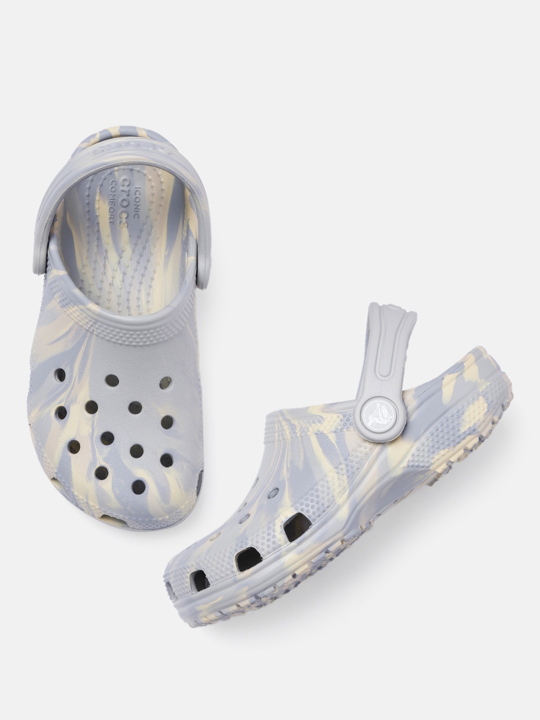 

Crocs Kids Classic Marbled Clogs, Grey