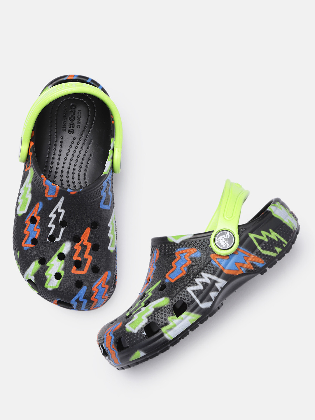 

Crocs Kids Lightning Bolt Printed Croslite Clogs, Black