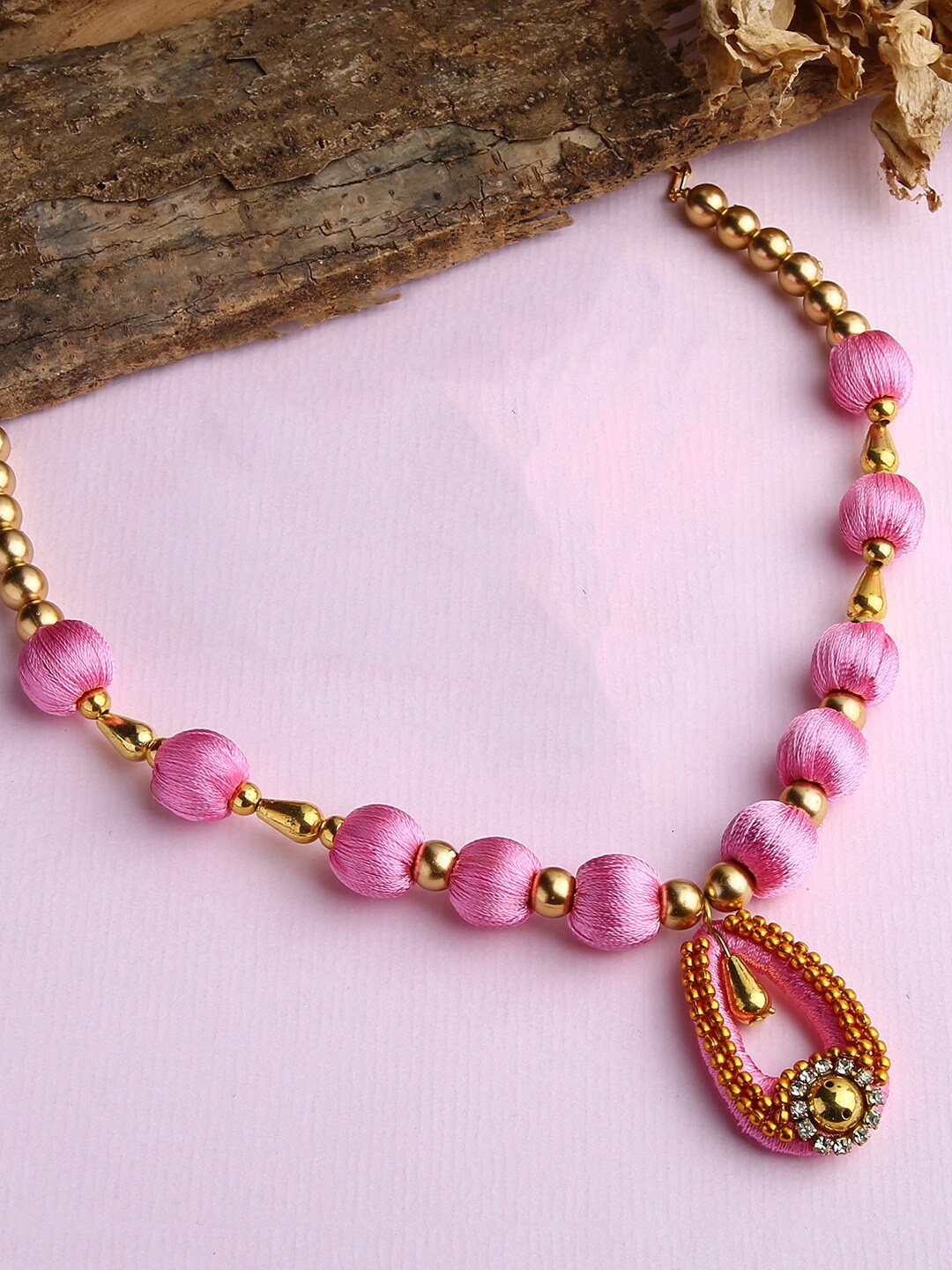 

AKSHARA Girls Gold-Plated Handcrafted Necklace, Pink