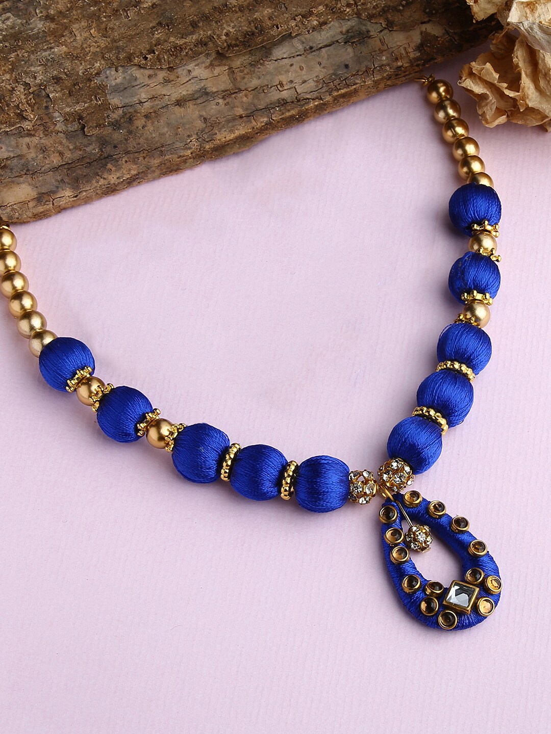 

AKSHARA Girls Gold-Plated Silk Thread Beaded Necklace
