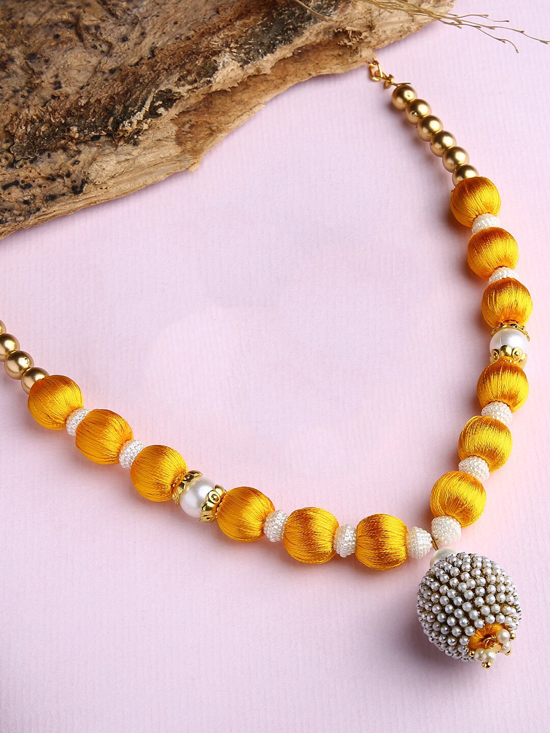 

AKSHARA Girls Gold-Plated Beaded Necklace, Yellow