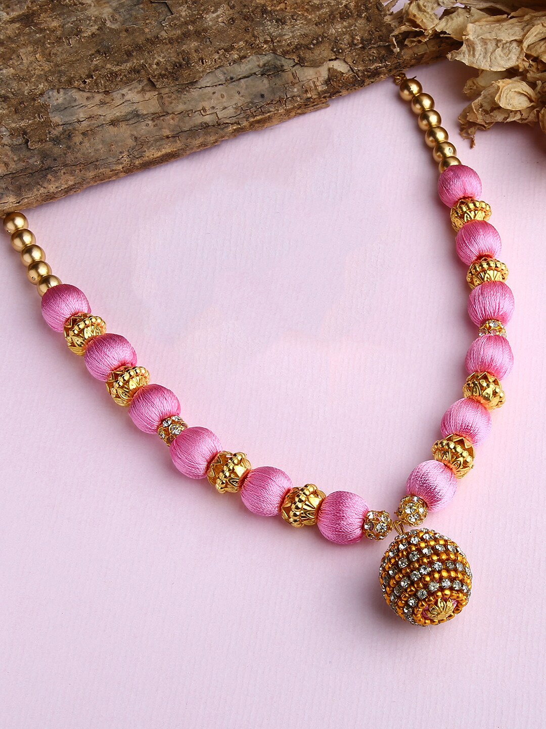 

AKSHARA Girls Gold-Plated Synthetic Necklace, Pink