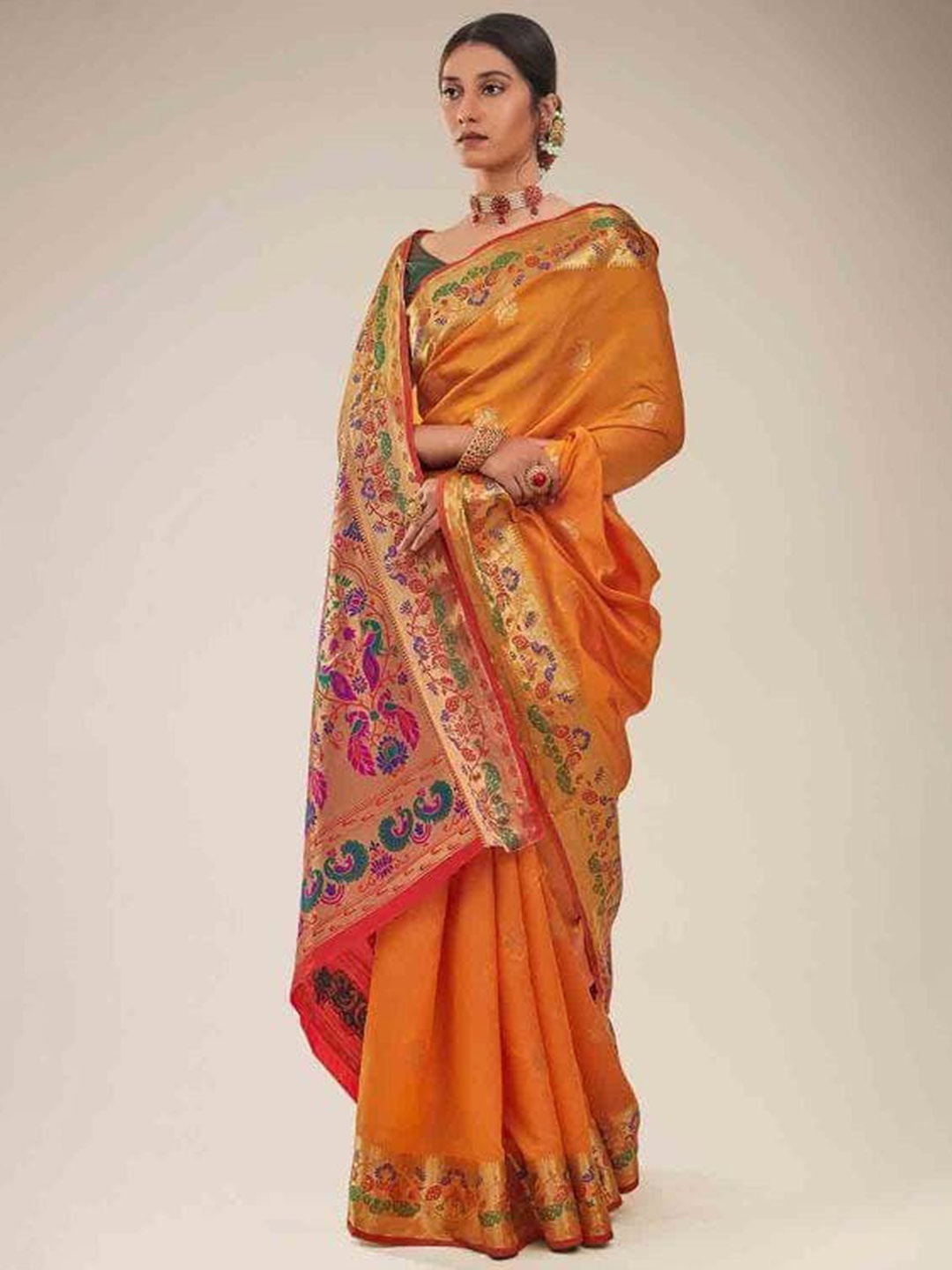 

KARAGIRI Ethnic Motifs Zari Art Silk Mysore Silk Saree, Yellow