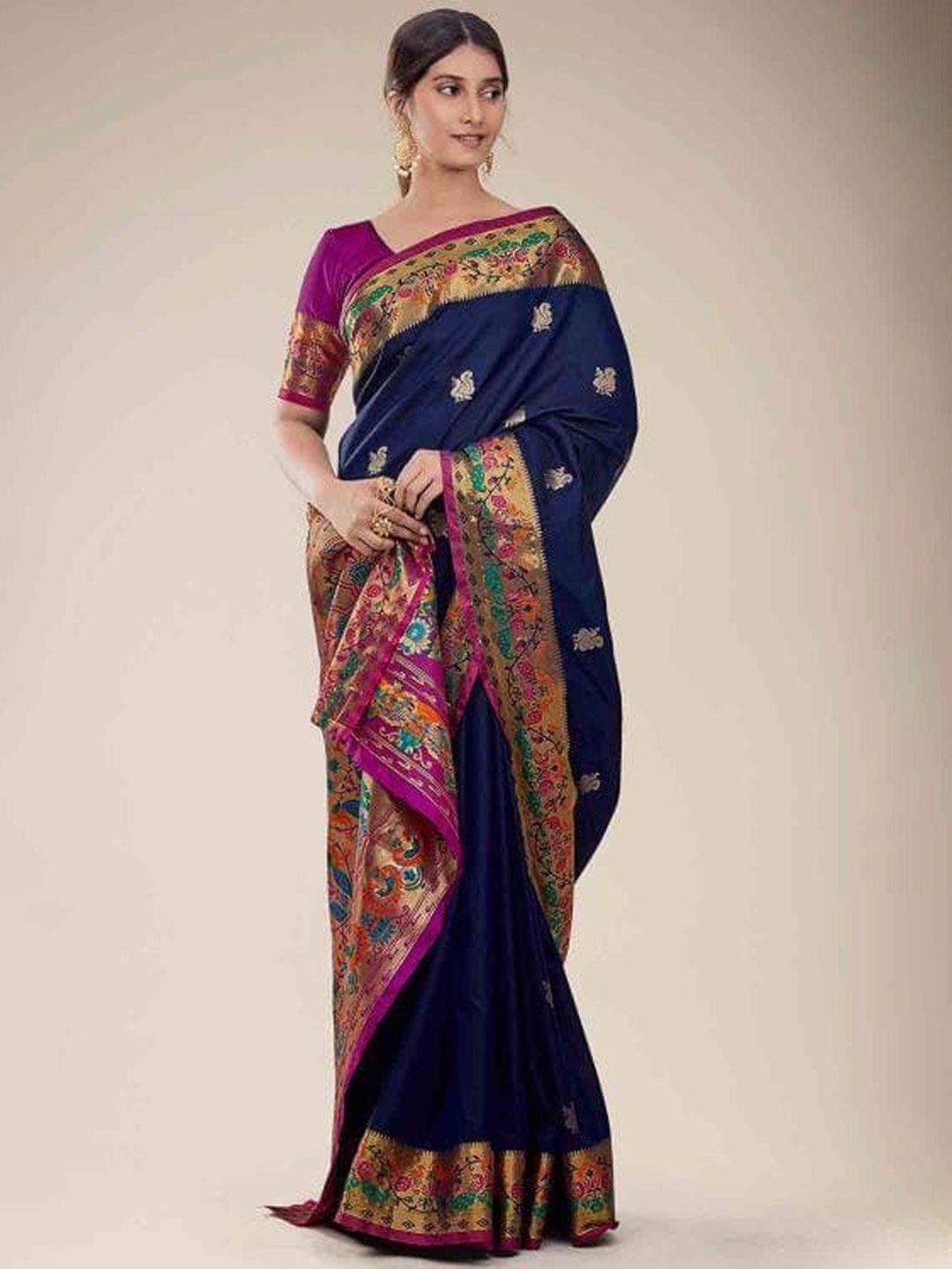 

KARAGIRI Ethnic Motifs Zari Art Silk Mysore Silk Saree, Blue