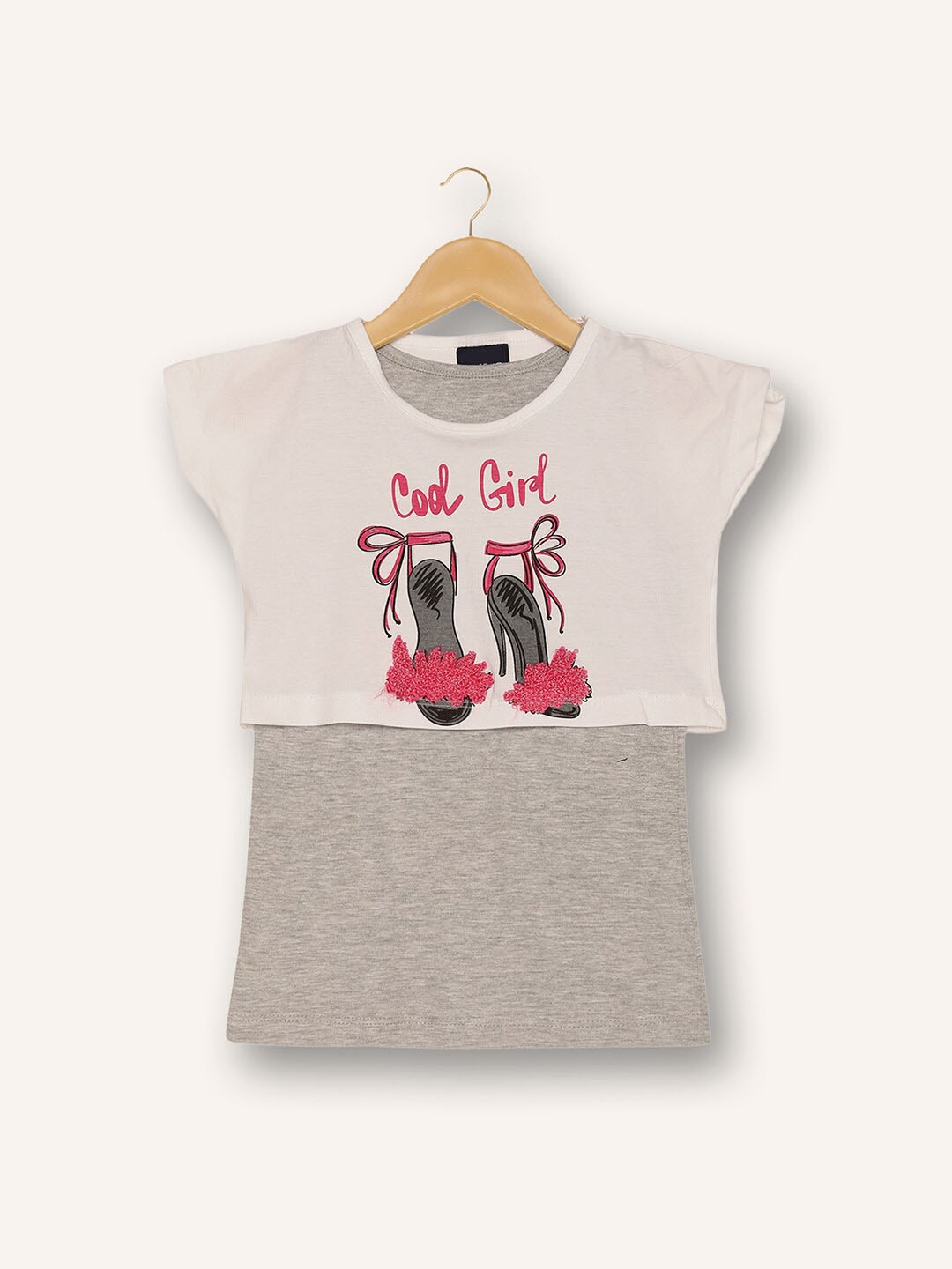 

V2 Value & Variety Girls Printed Extended Sleeves Top, White