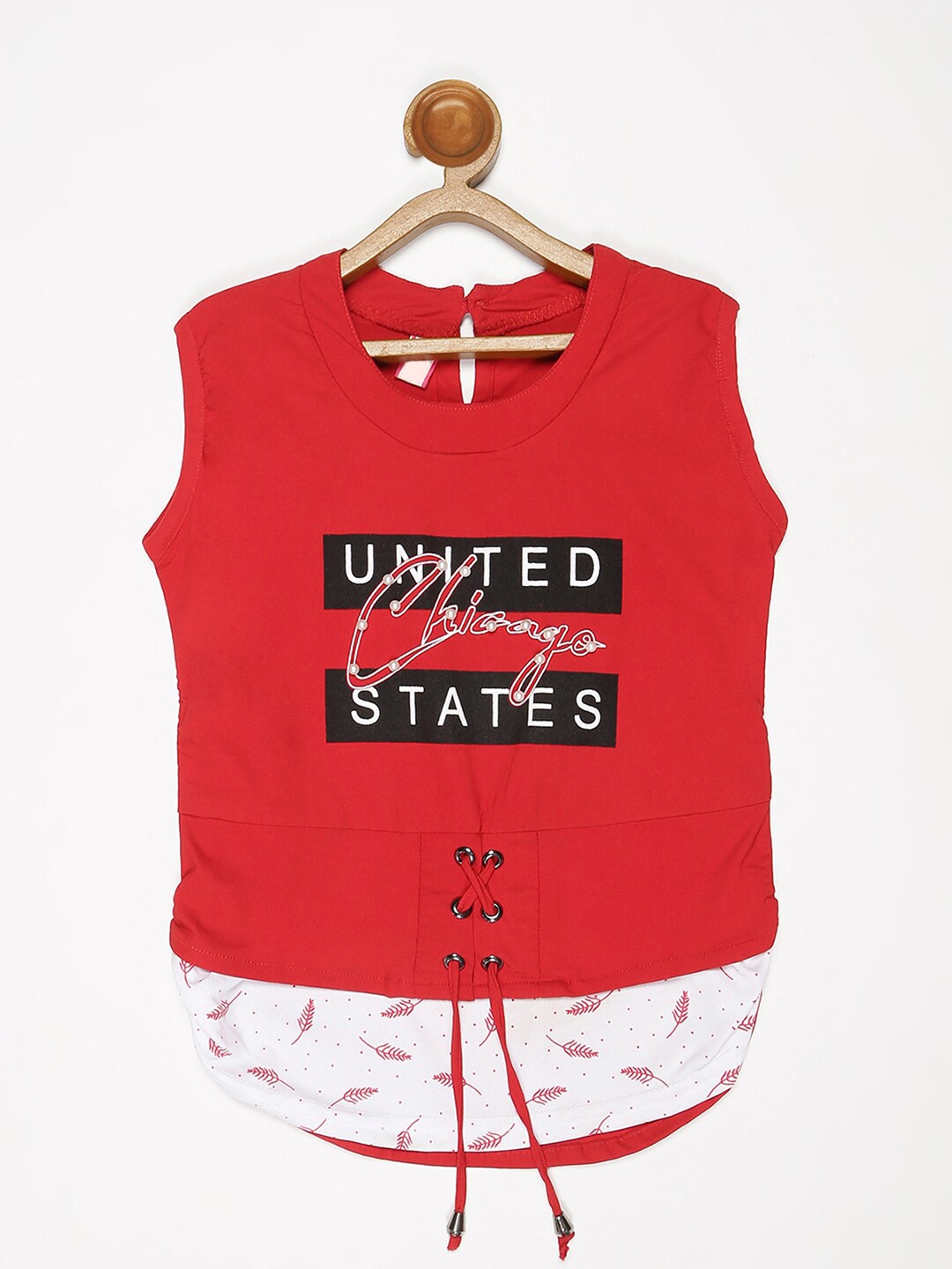 

V2 Value & Variety Girls Typography Print Top, Red