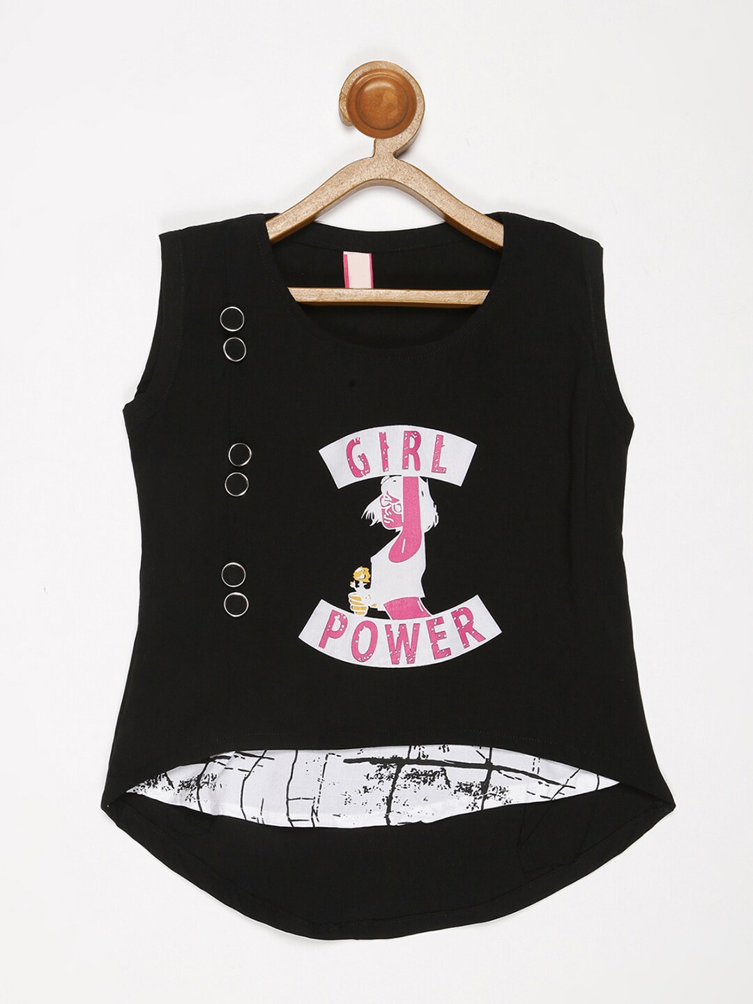 

V2 Value & Variety Girls Typography Print Top, Black