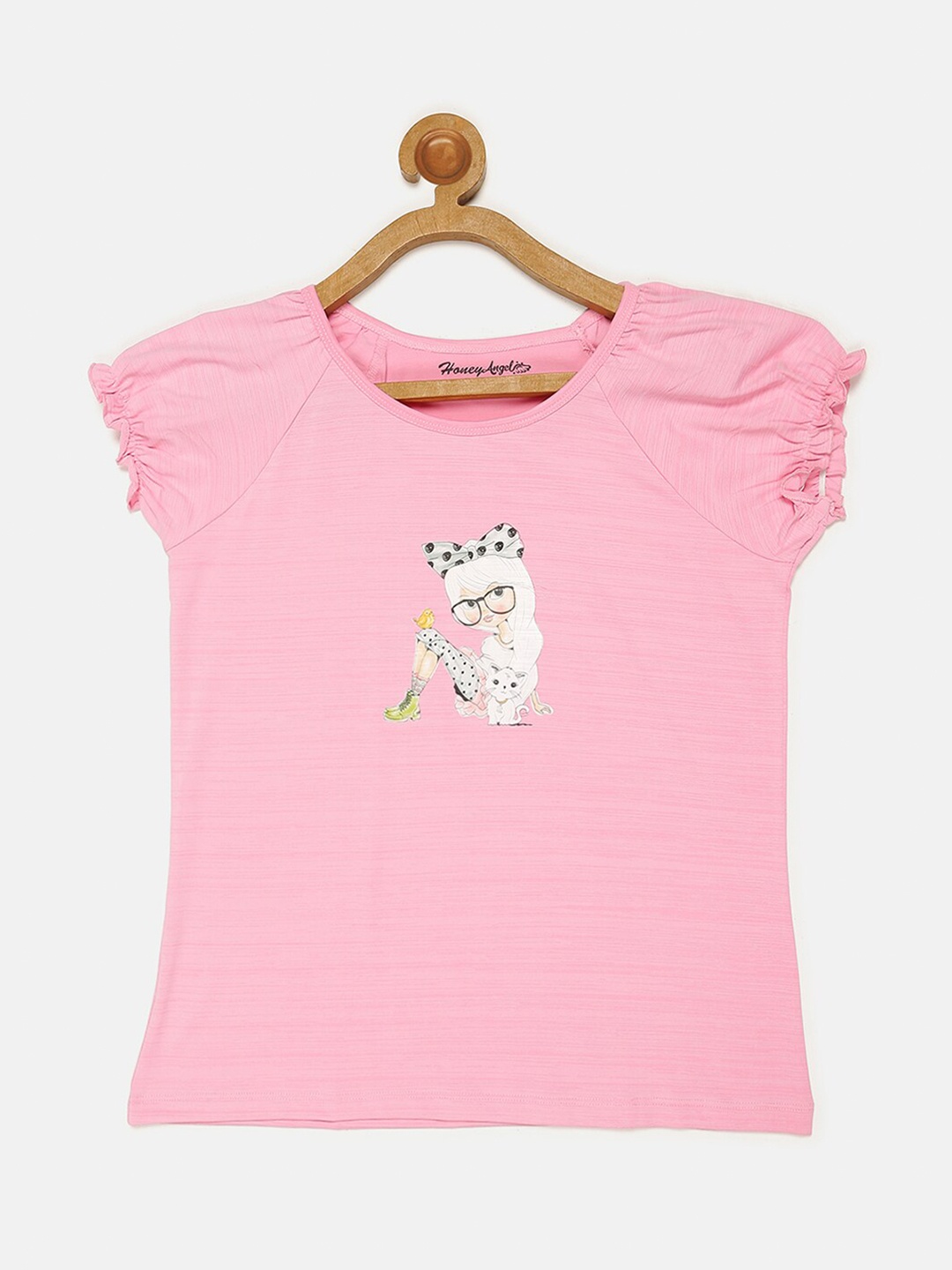

V2 Value & Variety Girls Graphic Printed Cotton Top, Pink