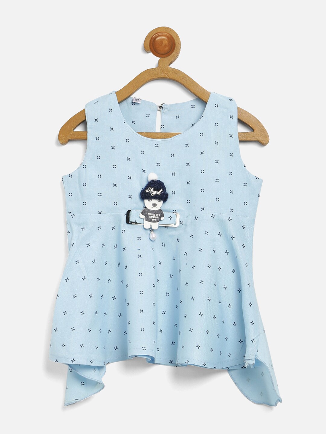 

V2 Value & Variety Girls Printed Styled Back Top, Blue