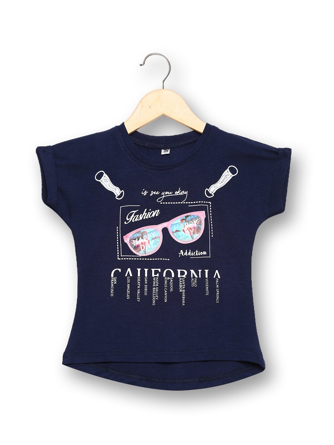 

V2 Value & Variety Girls Printed Extended Sleeves T-shirt, Navy blue