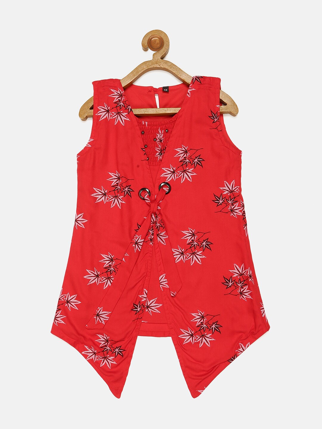 

V2 Value & Variety Girls Floral Print High-Low Top, Red