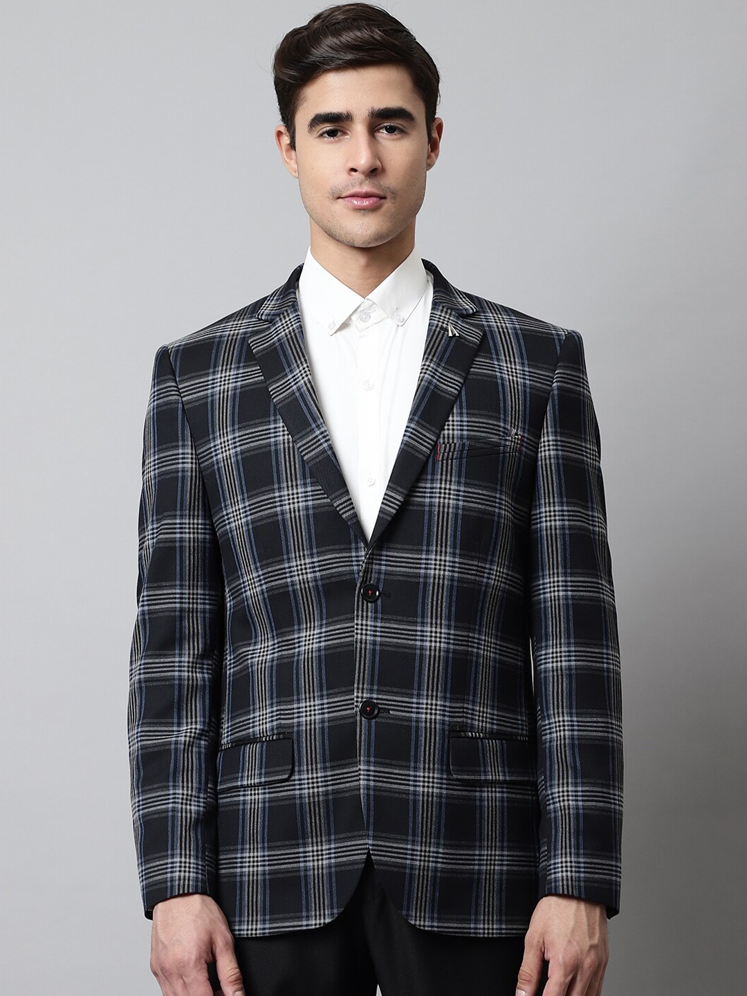 

Cantabil Men Checked Single-Breasted Formal Blazer, Black